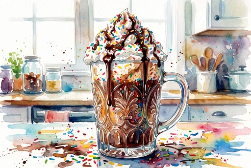 Watercolor Hot Cocoa Mug With Sprinkles