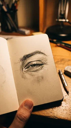Graphite Eye Sketch in Pocket Notebook