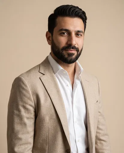 Portrait of Man in Beige Blazer