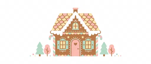 Pastel Gingerbread House Flat Vector Clipart