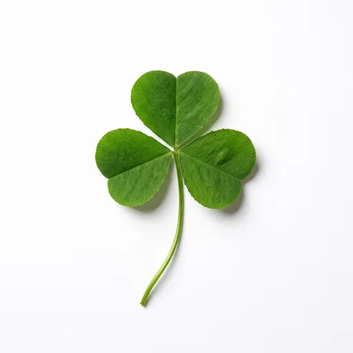 Single Green Shamrock Leaf on White Background