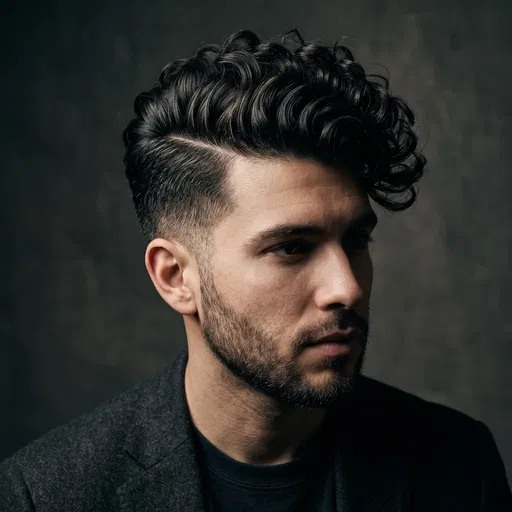Man With Curly Undercut Pompadour Hairstyle