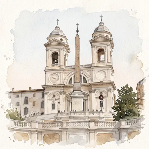 Trinita dei Monti Watercolor Illustration
