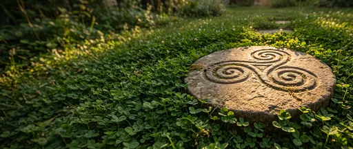 Celtic Spiral Stepping Stone in Clover