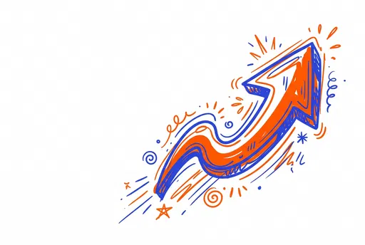 Dynamic Orange and Blue Doodle Arrow