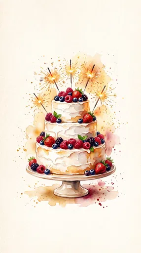 Watercolor Tiered Berry Cake With Sparklers