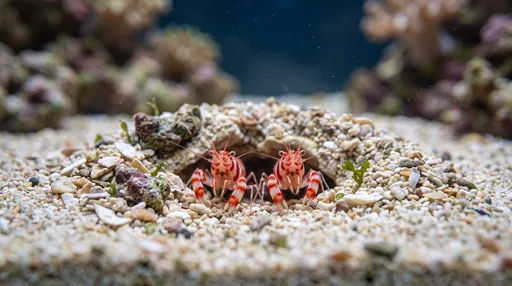Pair of Red-Banded Shrimp at Burrow