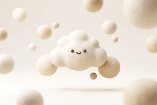 Cute 3D Clay Cloud and Spheres