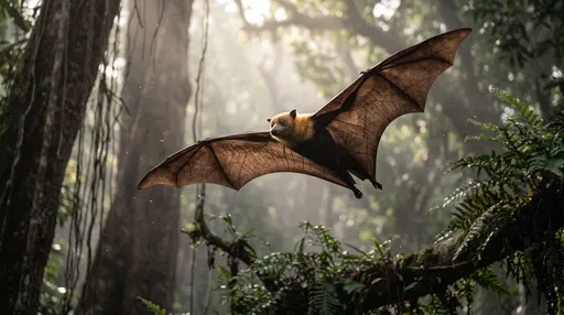 Golden-Crowned Flying Fox in Flight