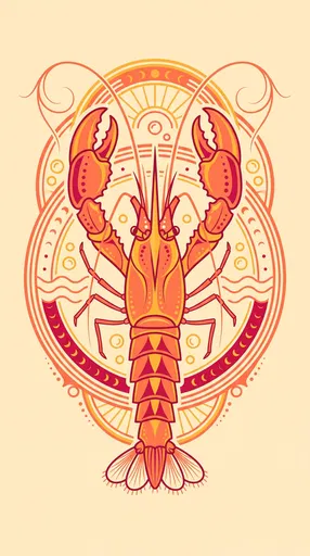 Symmetrical Orange Crustacean Graphic Emblem