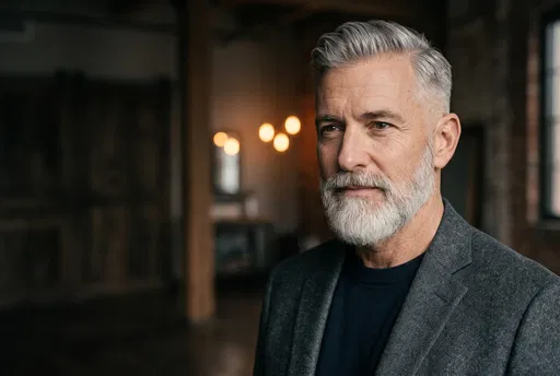 Mature Man With Silver Beard Portrait
