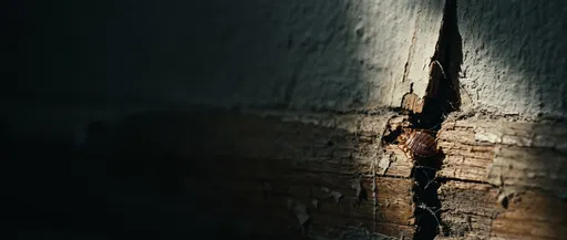 Bed Bug Emerging From Cracked Baseboard