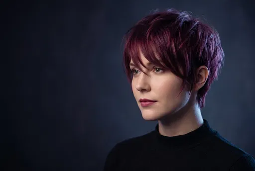 Woman with Burgundy Pixie Haircut Portrait