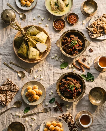 Southeast Asian Eid Feast Flat Lay