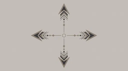 Symmetrical Geometric Four-Way Arrow Graphic