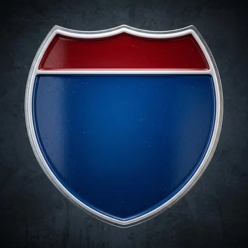 Blank Glossy Interstate Highway Shield Sign