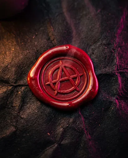 Crimson Wax Seal With Anarchy Emblem