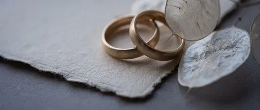 Brushed Gold Wedding Bands on Cotton Paper