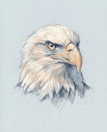 Pastel and Pencil Bald Eagle Portrait Drawing