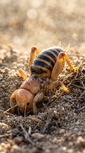Jerusalem Cricket Digging in Sandy Soil