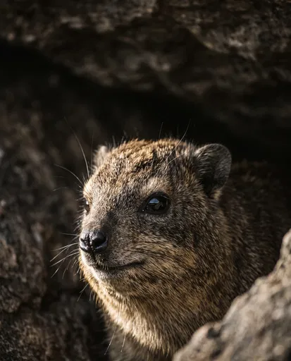 Close-Up Portrait of a Rock Hyrax