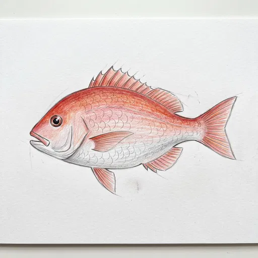 Colored Pencil Red Snapper Illustration