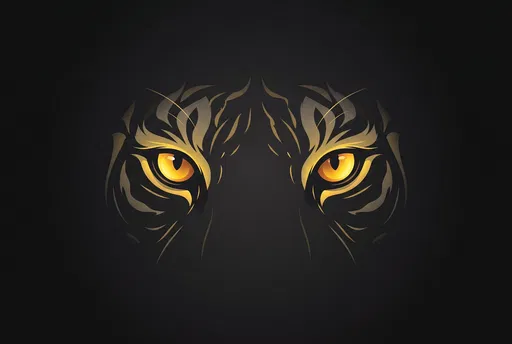 Minimalist Glowing Tiger Eyes in Darkness