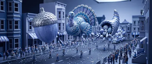 Blue Miniature Thanksgiving Parade Diorama