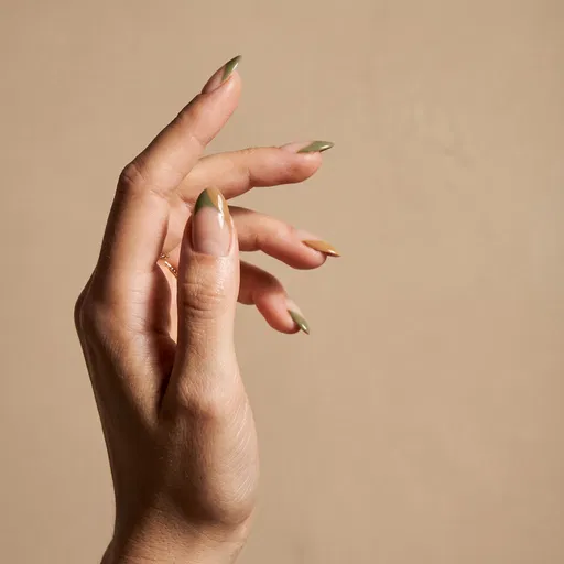 Hand Profile with Olive French Tip Nails