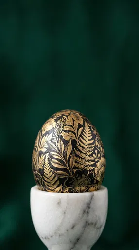 Black and Gold Botanical Easter Egg