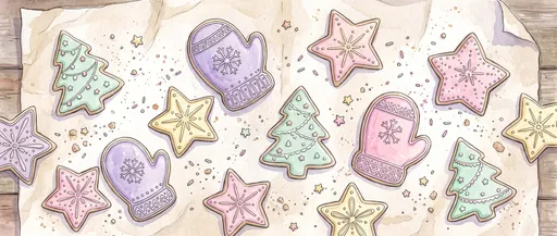 Pastel Watercolor Christmas Cookies Illustration