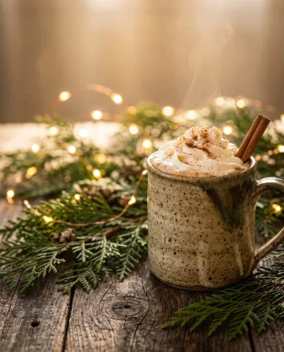 Festive Mug with Whipped Cream and Cinnamon