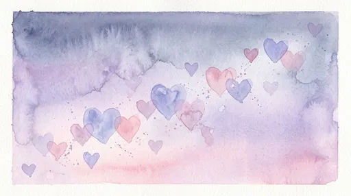 Pastel Watercolor Hearts Background Wash