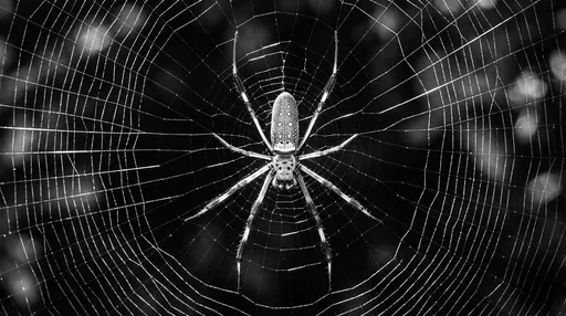 Monochrome Orb Weaver Spider in Web