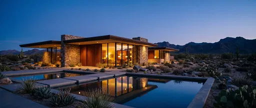 Modern Desert Home at Twilight