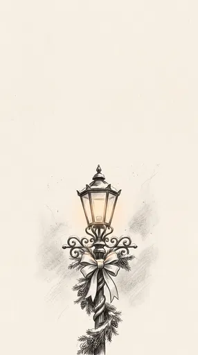 Victorian Christmas Streetlamp Pencil Sketch