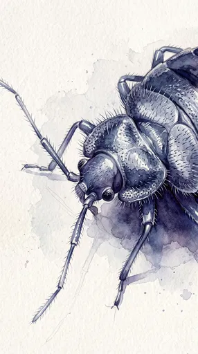 Indigo Watercolor Bed Bug Illustration