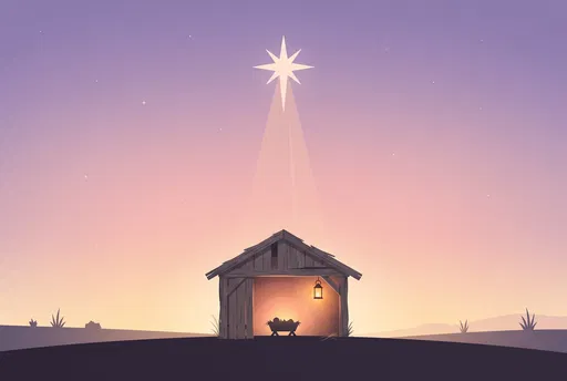 Minimalist Nativity Stable Under Shining Star