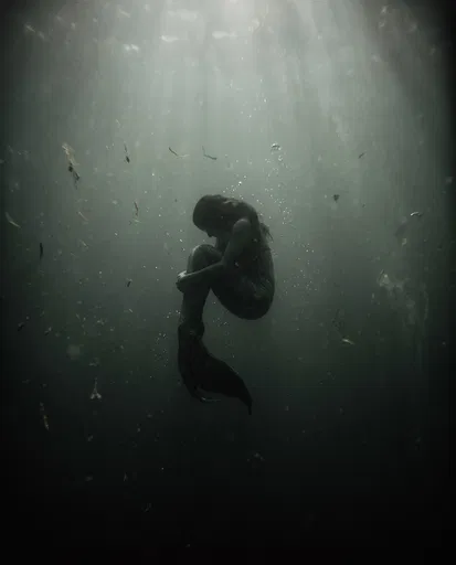 Mermaid Silhouette in Murky Water