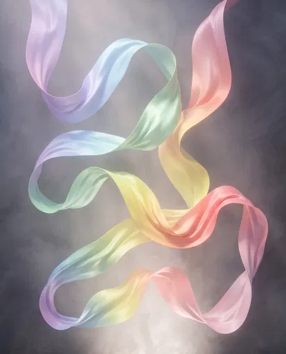 Flowing Pastel Rainbow Satin Ribbon