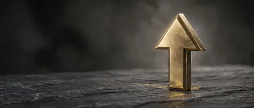 Brass Upward Arrow on Dark Slate