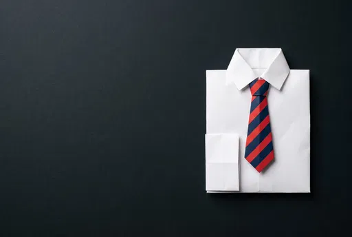 White Origami Shirt with Striped Tie
