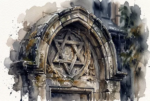 Watercolor Stone Arch With Star of David
