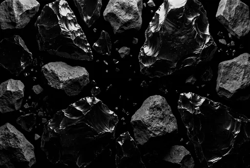 Fractured Obsidian and Basalt Stones
