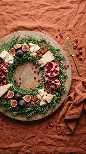Festive Charcuterie Wreath on Terracotta Linen