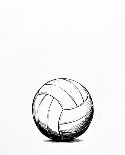 Black and White Ink Volleyball Illustration