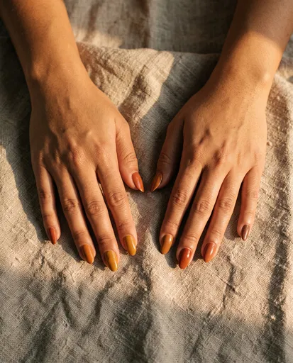 Hands With Earthy Toned Nail Polish