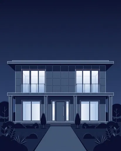 Minimalist Modern House at Blue Hour