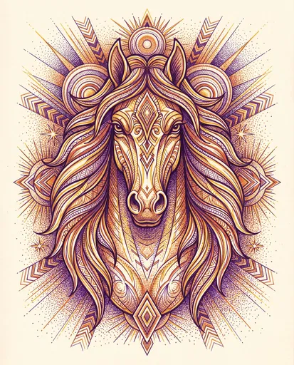 Symmetrical Geometric Stallion Line Art
