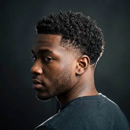 Studio Portrait of Man with Curly Fade
